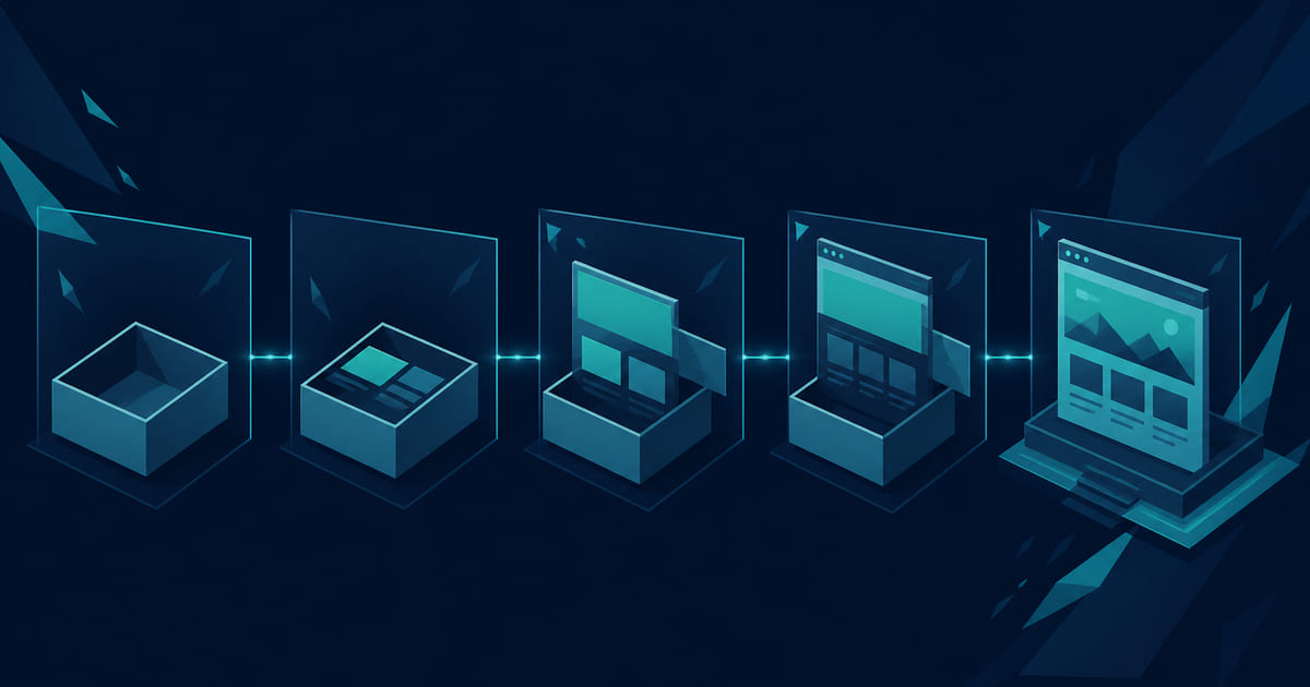 Wireframes, type samples, and a browser window on a working desk.