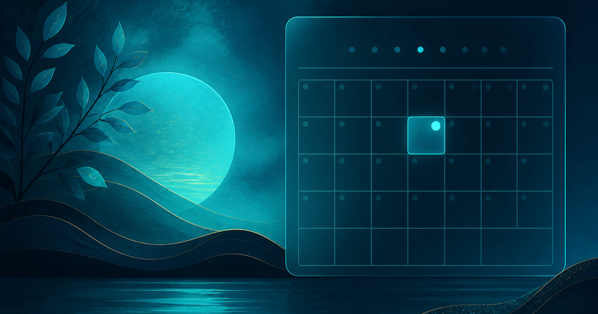 A monthly calendar with one useful page checked, beside a daily social grid with empty late-month squares and no destination.