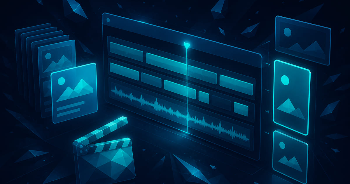 A selects log, pacing notes, and aspect-ratio labels beside an editing timeline.